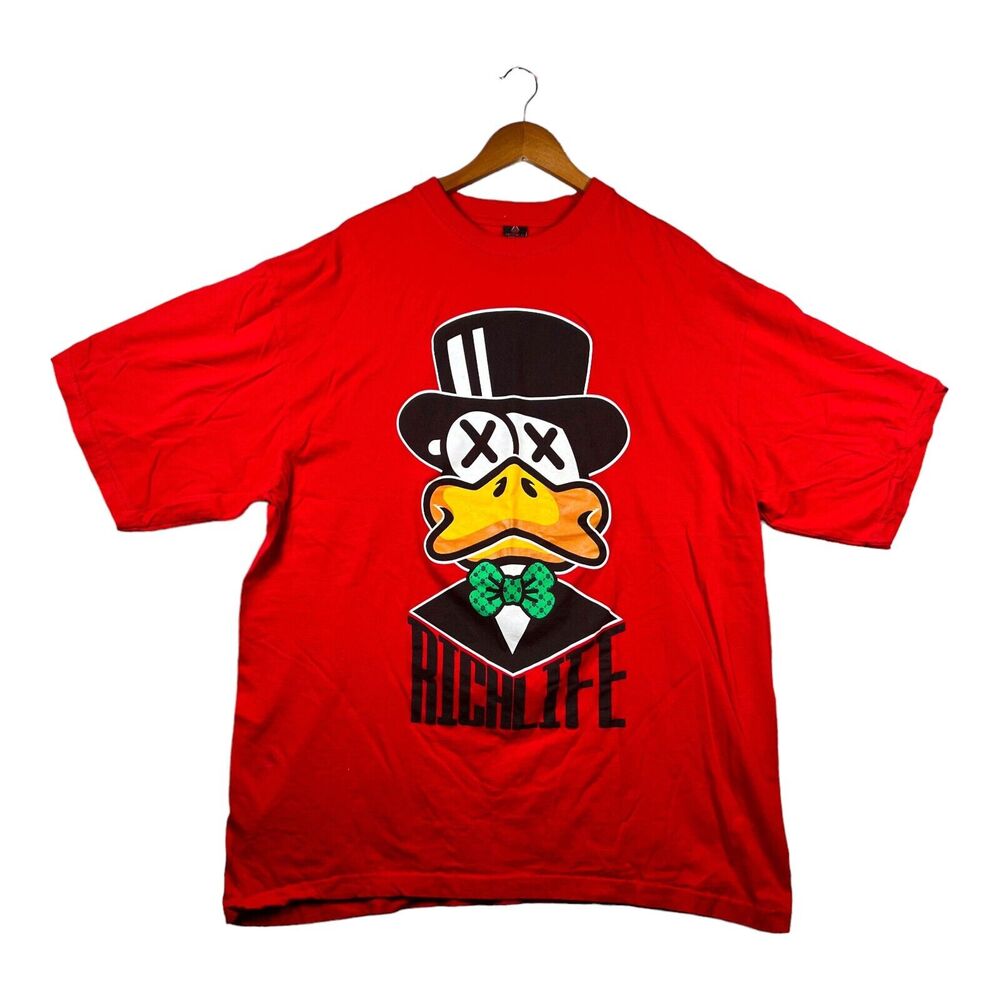 Iced Out Clothing Men's BIG Size 4XL Red Duck Face Rich Life Graphic T-Shirt
